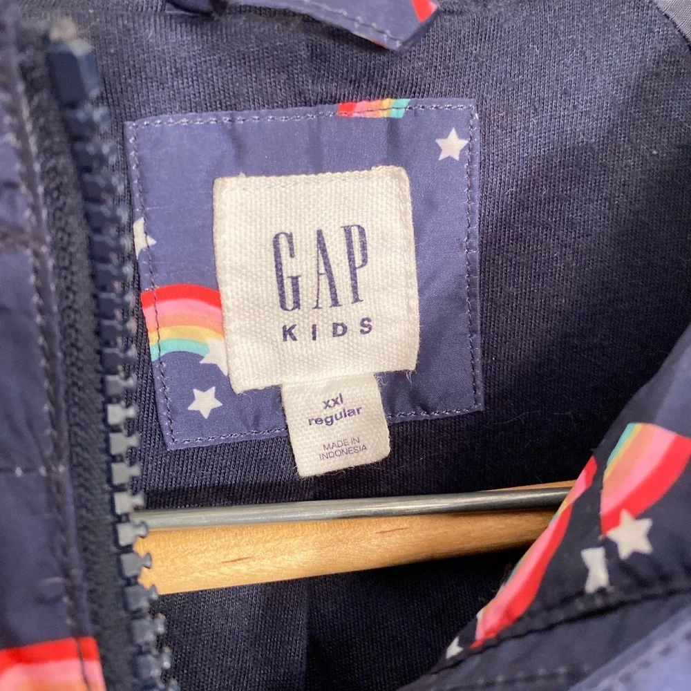 Gap Kids Navy Rainbow print Rain Jacket Size XXL